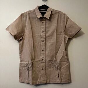 Threadbare Medium 100% Cotton Button Down with Embroidered Palm Trees